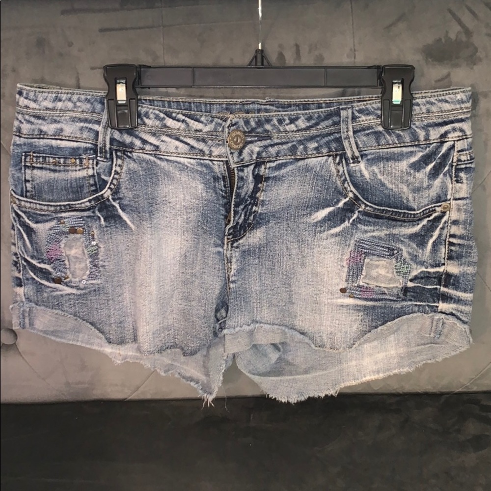 distressed denim shorts